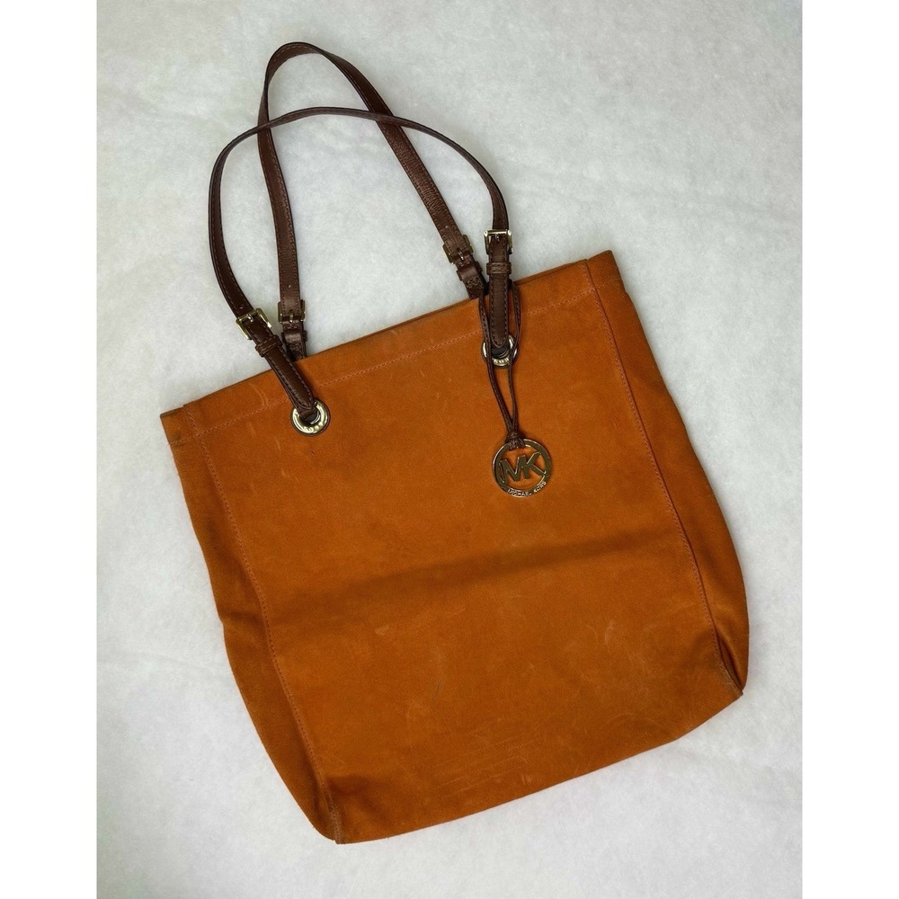 Michael Kors Orange Suede Tote Shoulder Bag